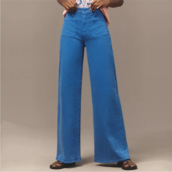 Mother 25 Snorkel Blue Patch Pocket Undercover Snake Wide Leg Jeans Pants FLAW ! - Picture 2 of 15